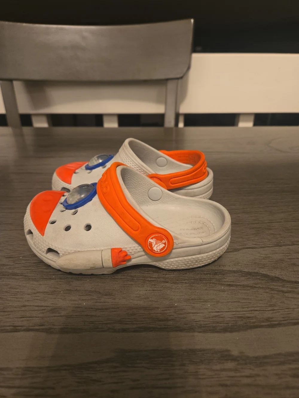 Crocs Rocket Kids Clogs White/Orange/Blue Slip-On Space Size C 9
